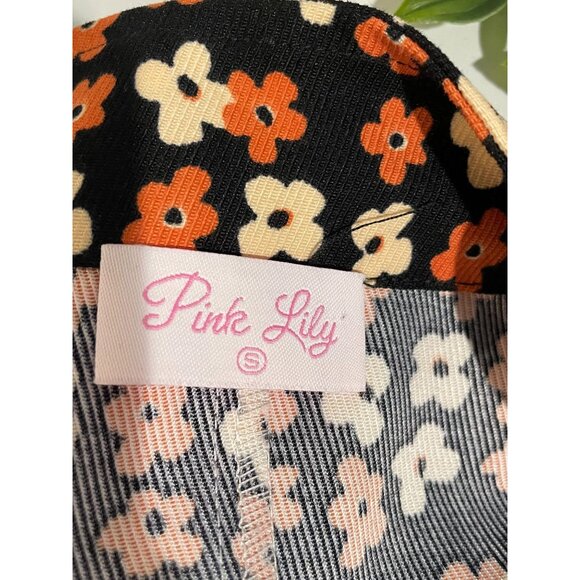 Pink Lily Floral Print Pinafore Dress With Adjustable Straps & Pockets Size S - Picture 7 of 13